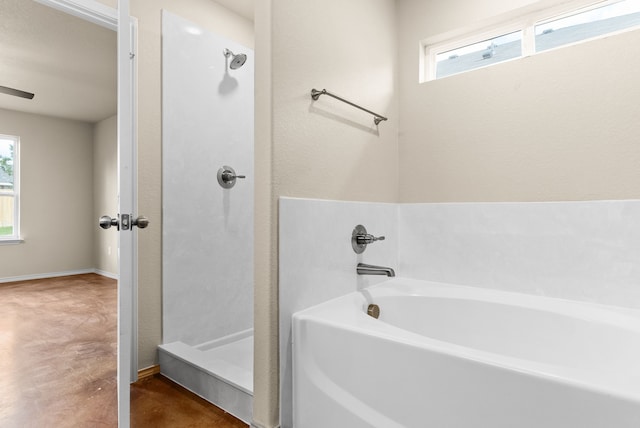 bathroom with separate shower and tub