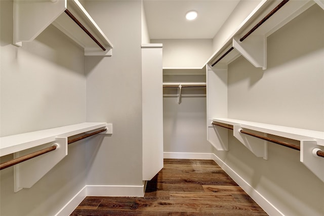 spacious closet with dark wood-type flooring