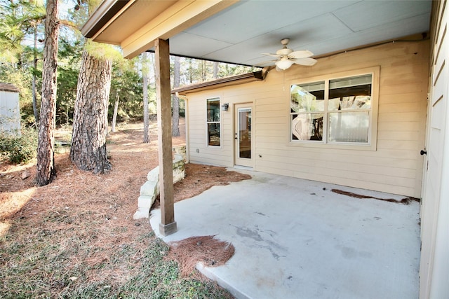 view of patio / terrace featuring ceiling fan