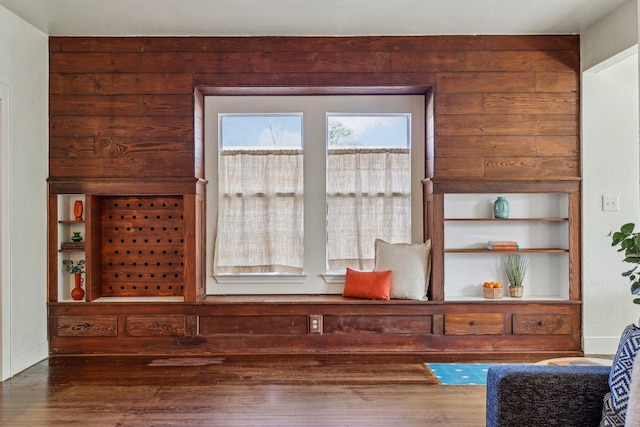 sitting room featuring dark hardwood / wood-style floors