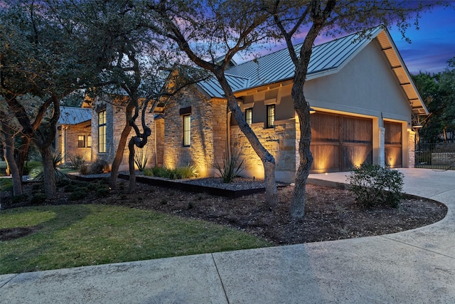 view of front of house with a garage