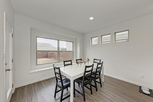 dining area featuring dark hardwood / wood-style flooring