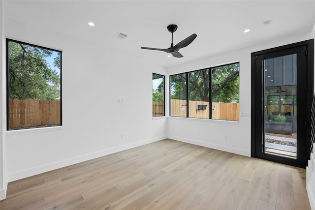 2010 Gathright Unit B, Austin, TX 78704 - spare room with a ceiling fan, light wood finished floors, and recessed lighting