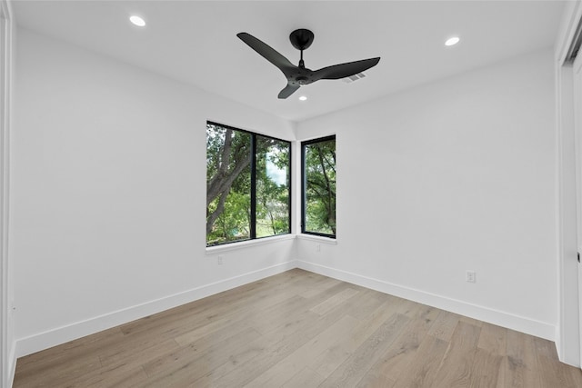 2010 Gathright Unit B, Austin, TX 78704 - empty room with recessed lighting, a ceiling fan, and light wood-style flooring