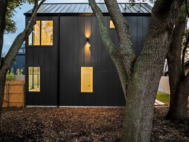 2010 Gathright Unit B, Austin, TX 78704 - view of property exterior with a standing seam roof, board and batten siding, and a metal roof