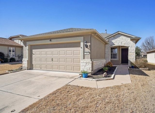 single story home featuring a garage