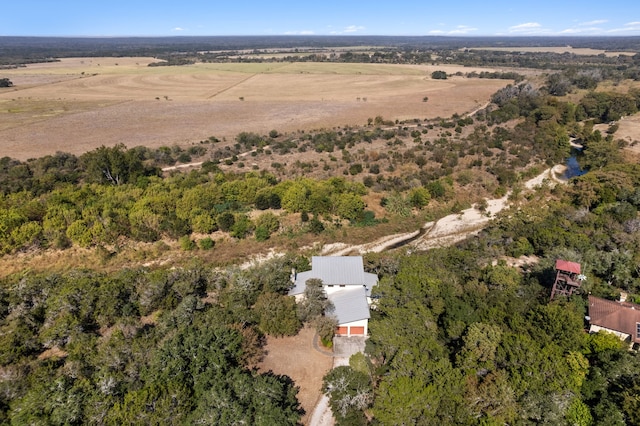 drone / aerial view featuring a rural view