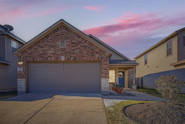 view of front property with a garage