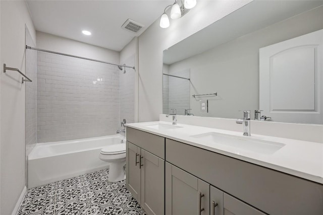 7001 Lewiston Way, Austin, TX 78724 - full bathroom with shower / washtub combination, double vanity, and recessed lighting