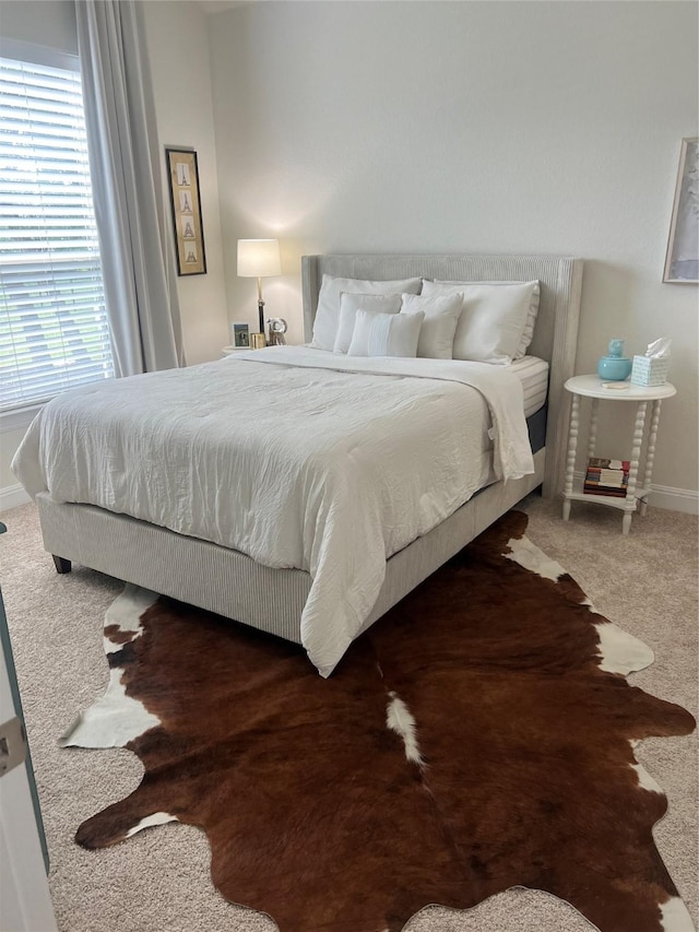 carpeted bedroom with multiple windows