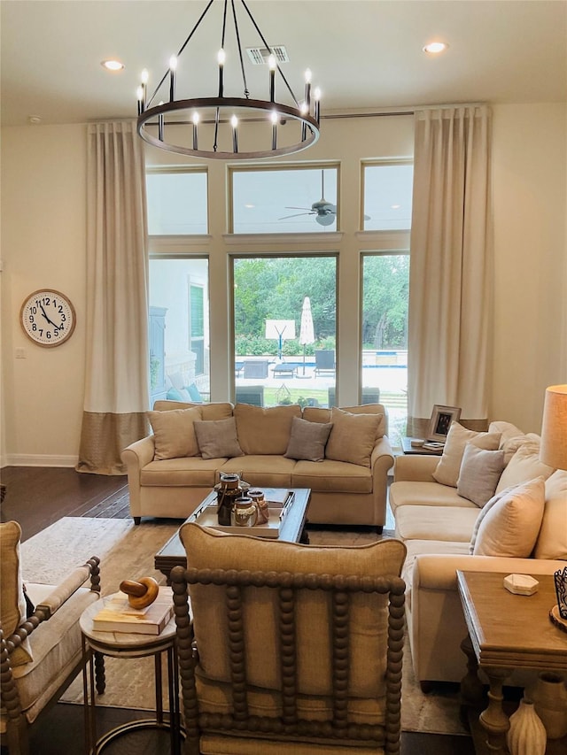 living room with wood-type flooring