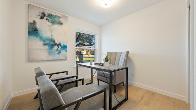 home office featuring light hardwood / wood-style floors