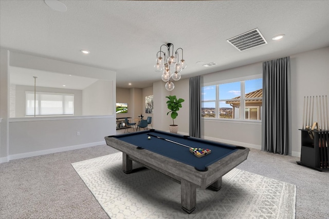 125 Serene Hilltop Cir, Austin, TX 78738 - recreation room with carpet floors, billiards, baseboards, and recessed lighting