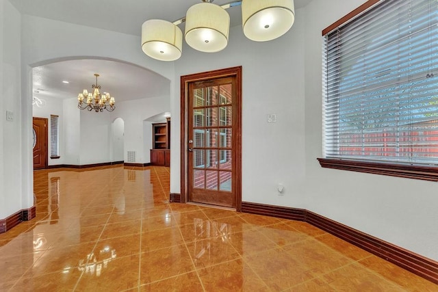 interior space with an inviting chandelier