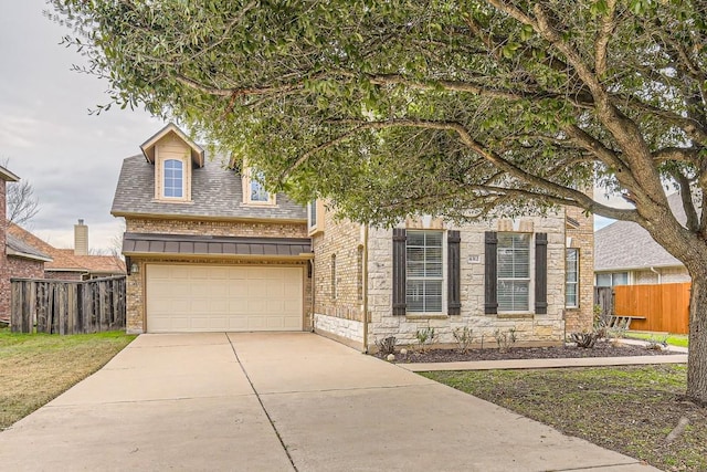 4312 Clear Meadow Pl, Round Rock, TX 78665 - view of front of home with brick siding, driveway, a garage, and a shingled roof
