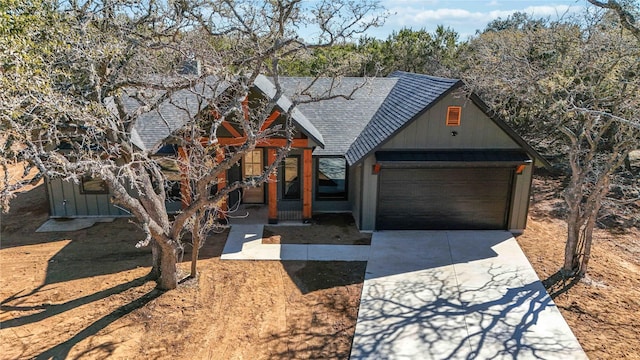 view of front of property with a garage