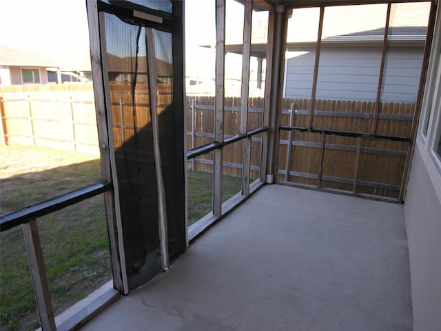 view of unfurnished sunroom