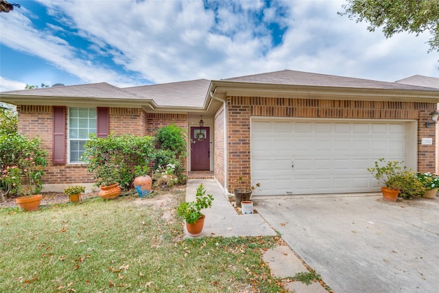 single story home with a garage