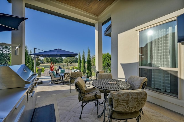 view of patio / terrace with outdoor dining space, a grill, and an outdoor kitchen