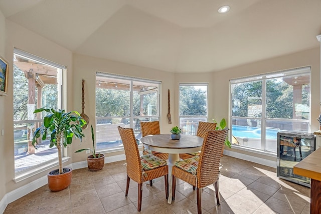 615 Mountain Crest Dr, Wimberley, TX 78676 - sunroom / solarium featuring baseboards, recessed lighting, and tile patterned floors