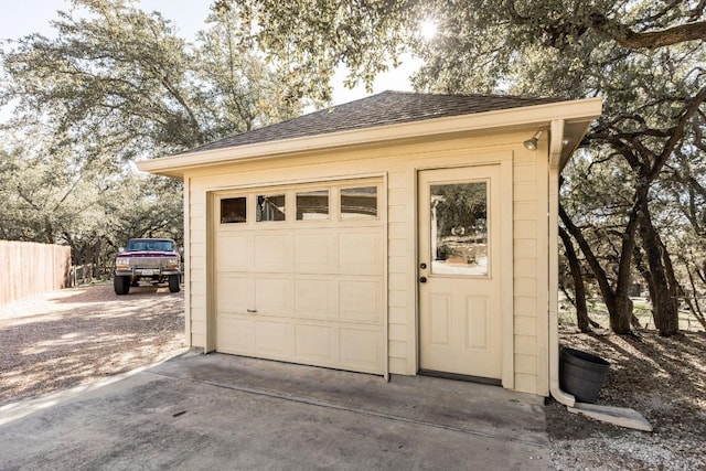 view of garage