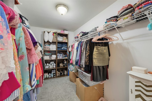 spacious closet with light carpet