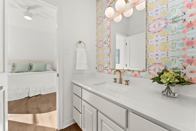 bathroom featuring wood-type flooring and vanity