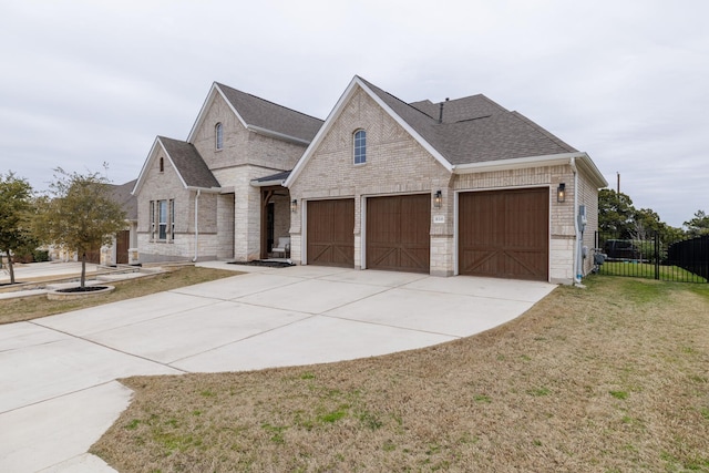 view of front facade featuring a garage and a front yard