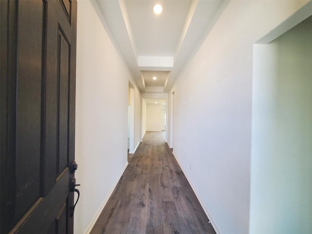 1501 Cole Estates Dr, Georgetown, TX 78628 - corridor featuring recessed lighting, dark wood-style floors, and baseboards
