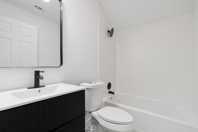 full bathroom featuring vanity, shower / tub combination, and toilet