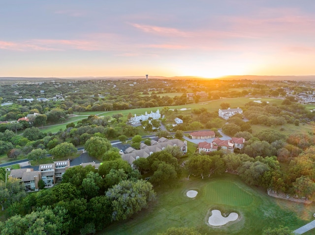 view of aerial view at dusk