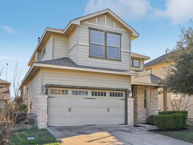 view of front of house with a garage