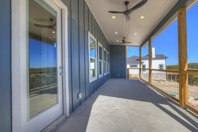 view of patio / terrace featuring ceiling fan