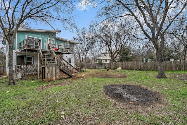 view of yard featuring a deck