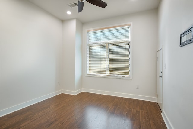 1702 S Lamar Blvd Unit 22, Austin, TX 78704 - spare room featuring ceiling fan, dark wood-type flooring, and recessed lighting