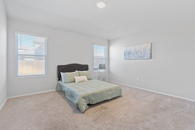 carpeted bedroom featuring multiple windows