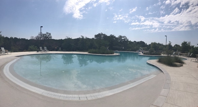 view of swimming pool featuring a patio