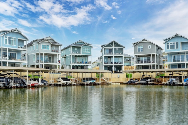 property view of water with a boat dock