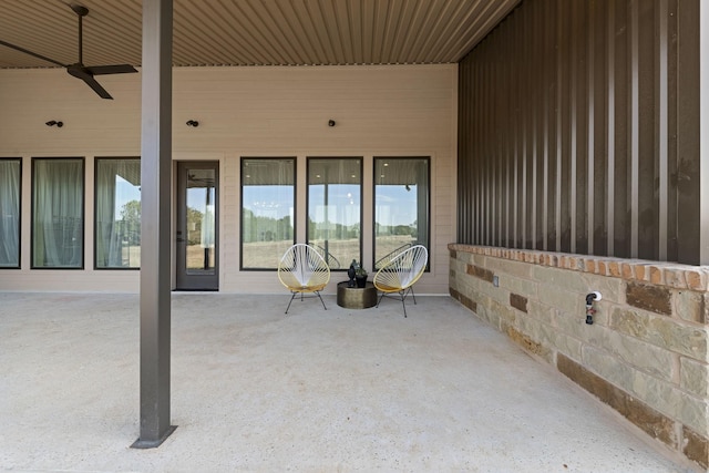 view of patio with ceiling fan