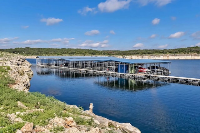 dock area featuring a water view