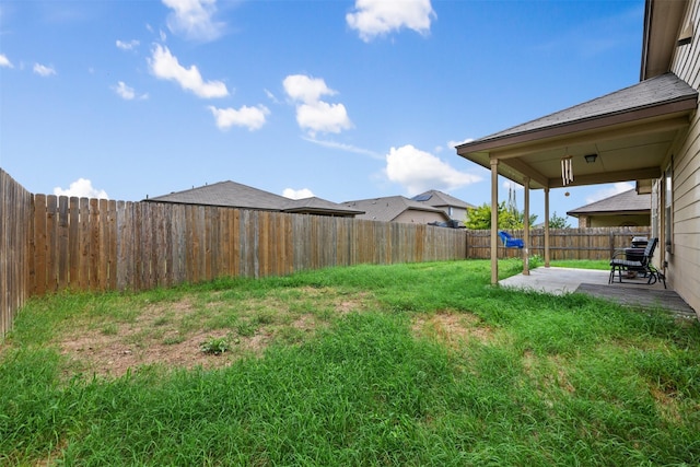 view of yard with a patio area