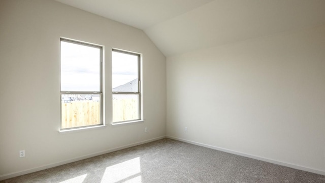 additional living space with lofted ceiling and carpet floors