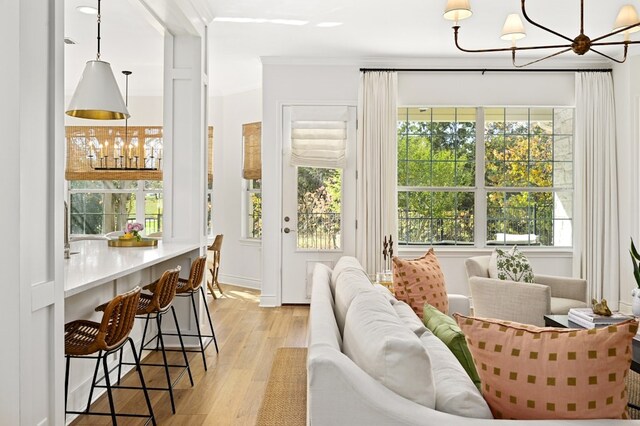 interior space with an inviting chandelier