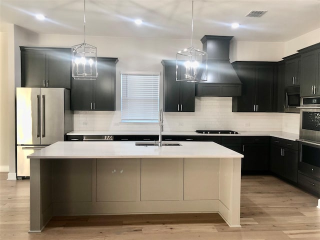 kitchen featuring appliances with stainless steel finishes, a kitchen island with sink, and sink