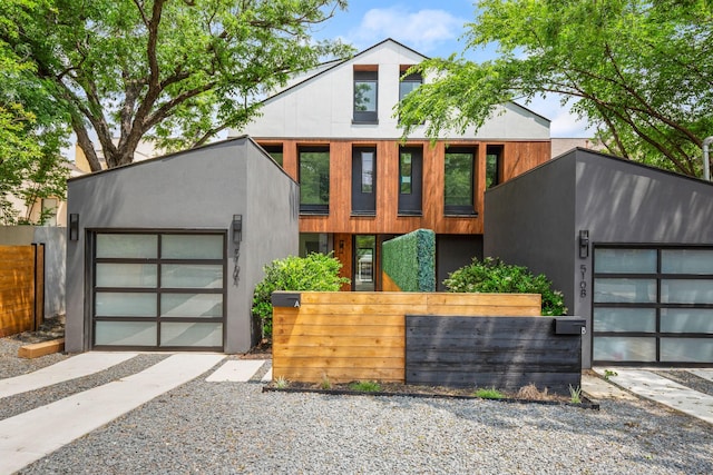 modern home featuring a garage