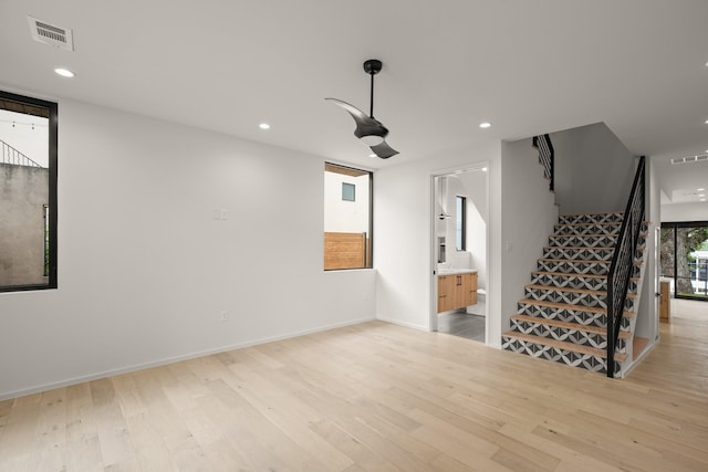 interior space with light hardwood / wood-style floors