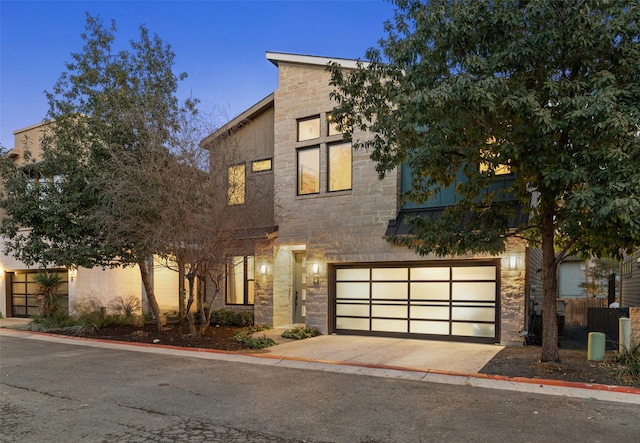 contemporary home featuring a garage