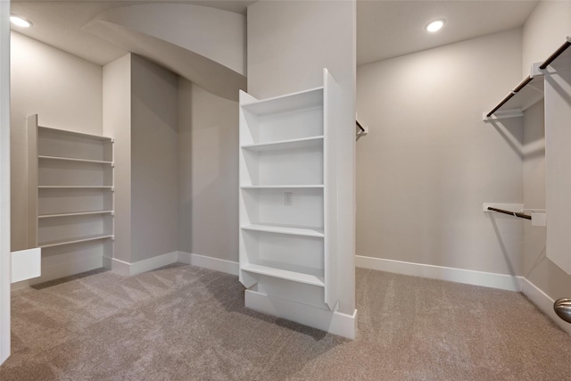 spacious closet featuring light carpet