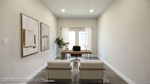 128 La Venta Loop, Liberty Hill, TX 78642 - home office featuring wood finished floors and recessed lighting