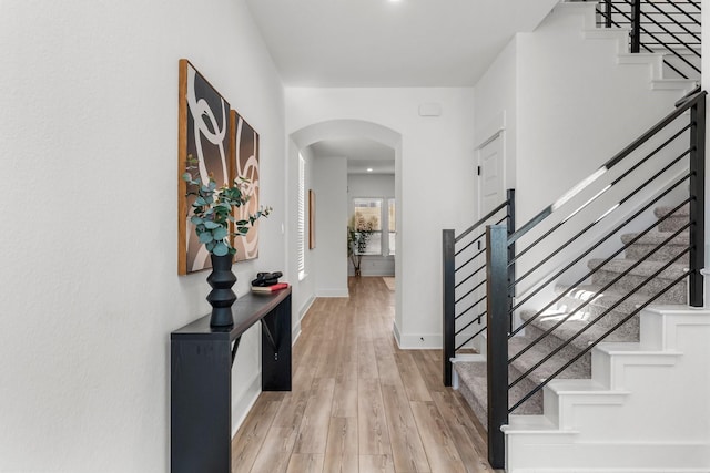 entryway with light hardwood / wood-style flooring